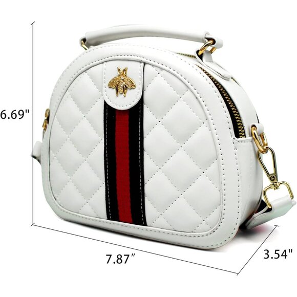 Leather Quilted Crossbody Bag for Women Small Top Handle Purse Multi-Use - Picture 4 of 7